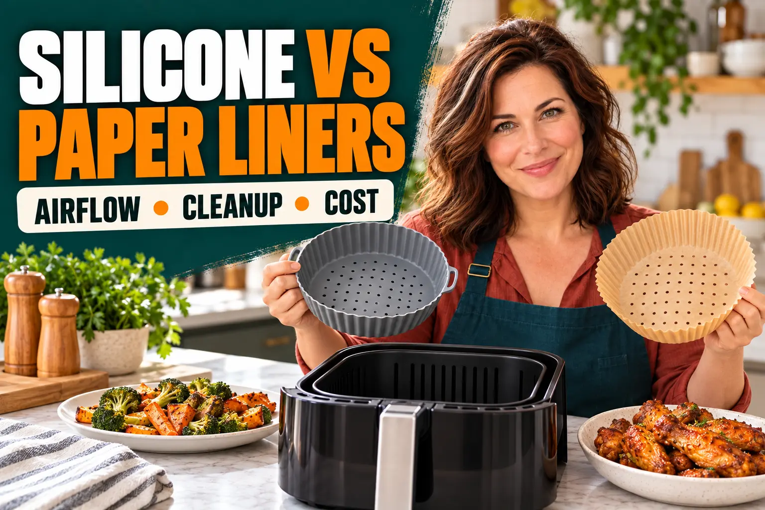 Clara Bennett compares silicone and paper air fryer liners.